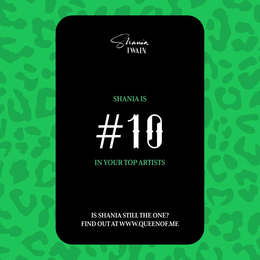 Shania is #10 in your top artists